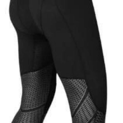 MMA Men’s Compression Set Long Sleeve Tee And Pants For Fitness - Black 3/4 Compression Pants Rear View