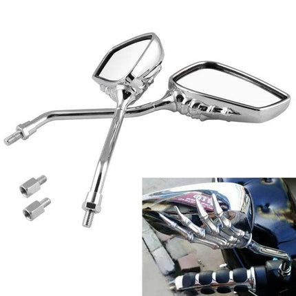 Universal Skeleton Hand Rear View Mirror for Motorcycles chrome ABS plastic bone claw design motorcycle side mirror