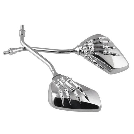 Universal Skeleton Hand Rear View Mirror for Motorcycles - chrome ABS plastic bone claw motorcycle mirror pair