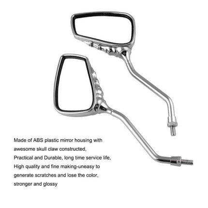 Universal Skeleton Hand Rear View Mirror for Motorcycles - ABS skull claw motorcycle side mirror, chrome finish, pair