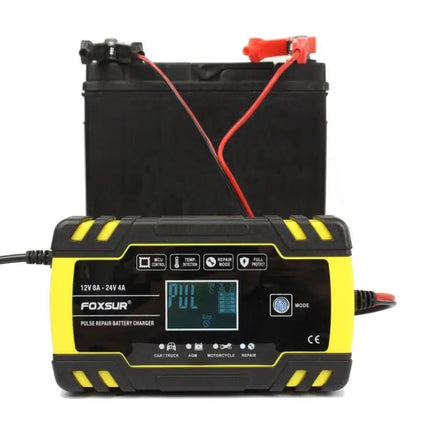 Foxsur 12V-24V Battery Charger for Cars and Motorcycles