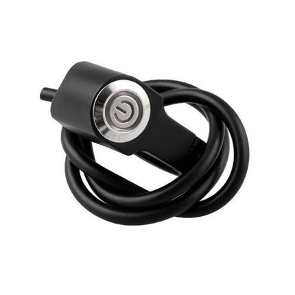 Motorcycle Handlebar Light Switch with Indicator Light, compact black handlebar-mounted switch with cord and illuminated power button