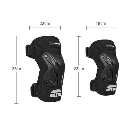 Pro-Biker 2-in-1 Protective Knee Pad for Outdoor Sports Activities - black adjustable knee and wrist guards with hard shell and straps