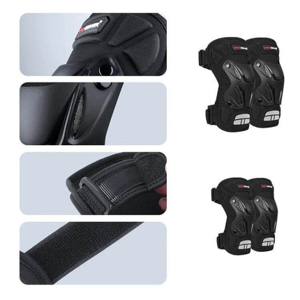 Pro-Biker 2-in-1 Protective Knee Pad for Outdoor Sports Activities - black durable knee and wrist pads with straps and impact-resistant PP shell