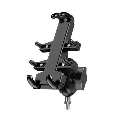 Aluminum Ball-Head Motorcycle Phone Navigation Holder for Riding mounted on handlebar with adjustable clamps and durable aluminum alloy