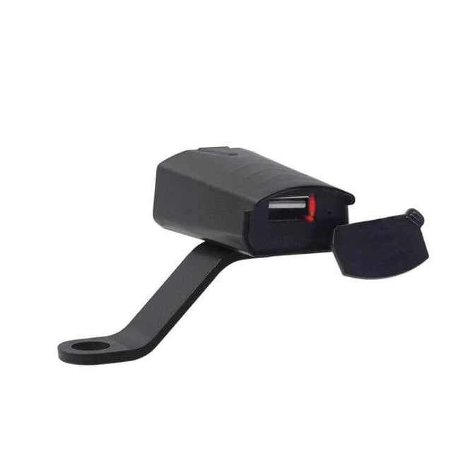 Waterproof USB Phone Charger Adapter for Motorcycle Use - black flame-retardant USB charging port with mounting bracket