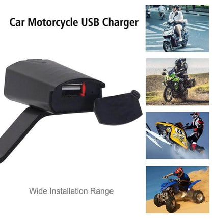 Waterproof USB Phone Charger Adapter for Motorcycle Use - durable flame-retardant USB charging port for phones, tablets, GPS on bikes