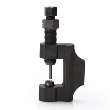 Bicycle and Motorcycle Chain Removal Tool with Handle Adapter shown in iron construction with handle attachment for easy chain disassembly