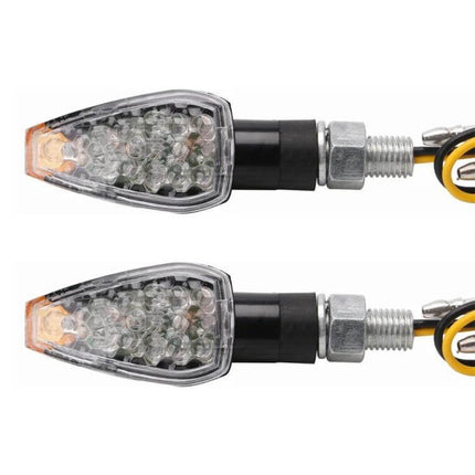 Turn Signal Indicator Light for Motorcycles with Triangular Design - pair of clear LED motorcycle turn signals with wiring