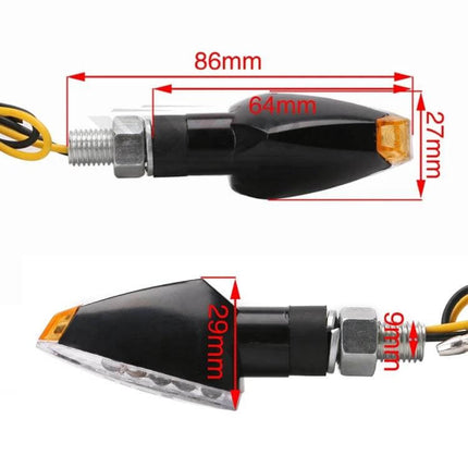 Turn Signal Indicator Light for Motorcycles with Triangular Design - black compact LED indicator with measurements 86mm x 27mm x 29mm