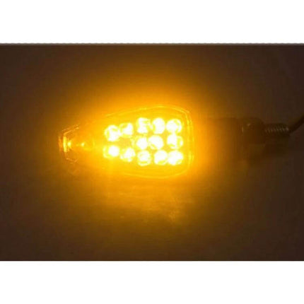 Turn Signal Indicator Light for Motorcycles with Triangular Design - illuminated amber LED motorcycle turn signal for improved visibility