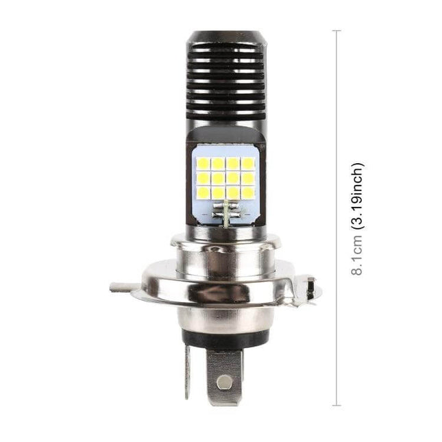 LED Headlight in White for Motorcycle Commuting and Riding - compact plug-and-play LED bulb with heat sink, long life and low power consumption