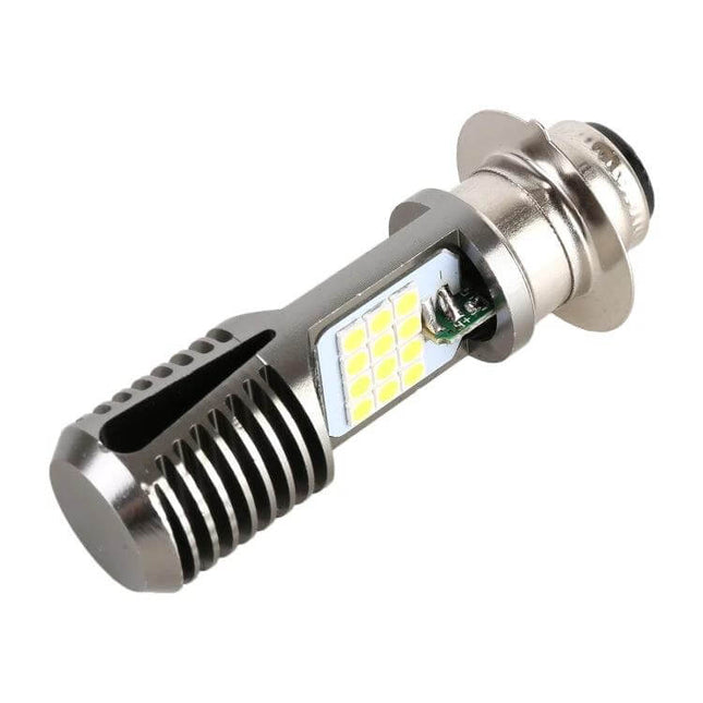 Motorcycle LED Headlight with White and Yellow Light Options - compact dual-color LED bulb for improved night and fog visibility