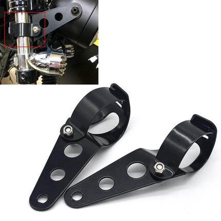 Adjustable Motorcycle Headlight Holder for Motorcycle Sizes - black metal adjustable headlight mounting brackets reducing vibration for varied bike forks