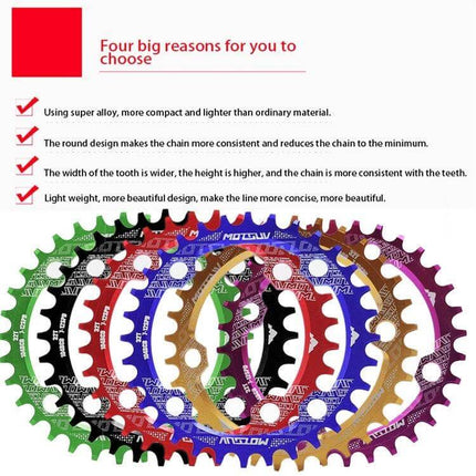 MOTSUV Chainring 32T for MTB Everyday Riding Accessory anodized 7075-T6 alloy 104BCD colorful oval and round 32T–38T options