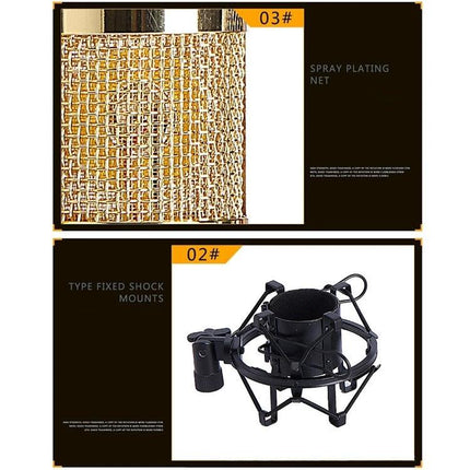 Essential Microphone Kit for Everyday Home Audio Recording - BM-800 shock mount and spray plating net shown