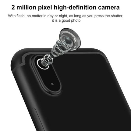 Compact Android Device with Bluetooth and WiFi Connectivity showing rear 2MP camera detail and slim black secondary device design