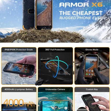 Armor X6 Rugged Smartphone With Waterproof Protection