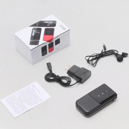 Classic Flip Mobile Phone with Bluetooth and Dual SIM unboxed with charger, USB cable, earbuds and user manual