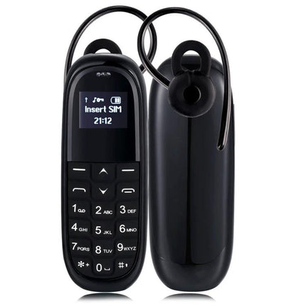 Bluetooth Hands-Free Headset for Daily Calls and Travel - compact black wireless earpiece with keypad and ear hook for hands-free calling