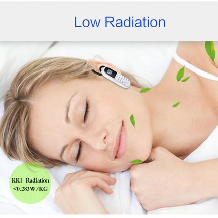 Bluetooth Hands-Free Headset for Daily Calls and Travel — woman sleeping comfortably wearing compact low-radiation earpiece for hands-free calls and travel