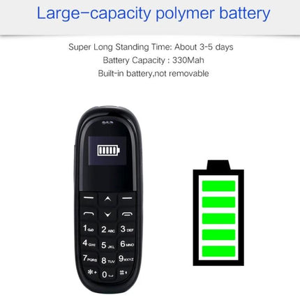 Bluetooth Hands-Free Headset for Daily Calls and Travel - compact black headset with long-lasting 330mAh battery and full charge icon