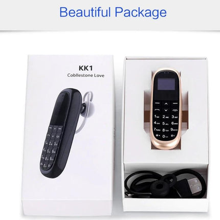 Bluetooth Hands-Free Headset for Daily Calls and Travel - compact KK1 package with headset, USB cable and ear hook