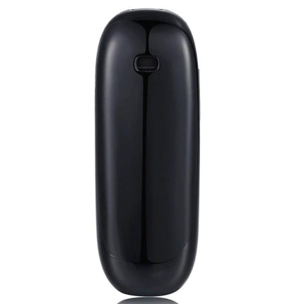 Bluetooth Hands-Free Headset for Daily Calls and Travel in compact black glossy charging case, single-ear wearable for calls and music