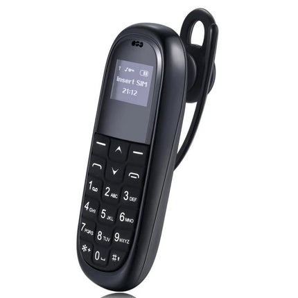 Bluetooth Hands-Free Headset for Daily Calls and Travel - compact black wireless earpiece with keypad and ear hook for all-day wear