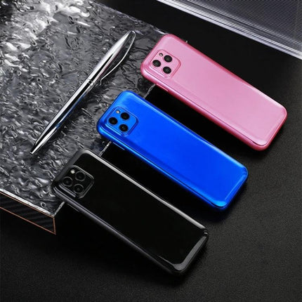 Lightweight Kids' Phone for Safe Daily Calls and Messaging showing ultra-thin pink, blue, and black kid-friendly phones on a desk