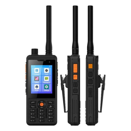 Rugged Waterproof Android Device for Outdoor Communication rugged handheld radio with long antenna, durable keypad and side orange push-to-talk button