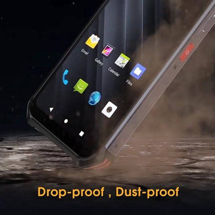 Waterproof Rugged Smartphone for Daily Outdoor Use showing drop-proof dust-proof design with rugged bezel and screen icons