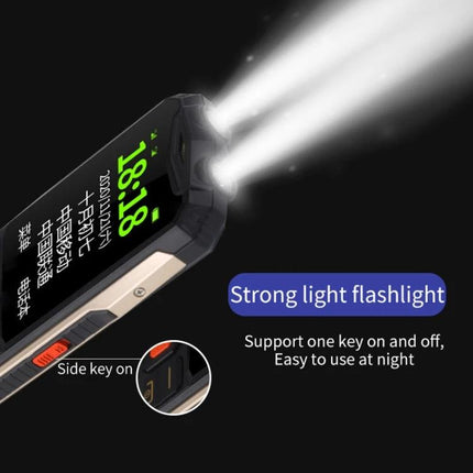 Rugged Waterproof Phone for Everyday Outdoor Use and Communication with strong dual-beam flashlight and side key for one-button on/off