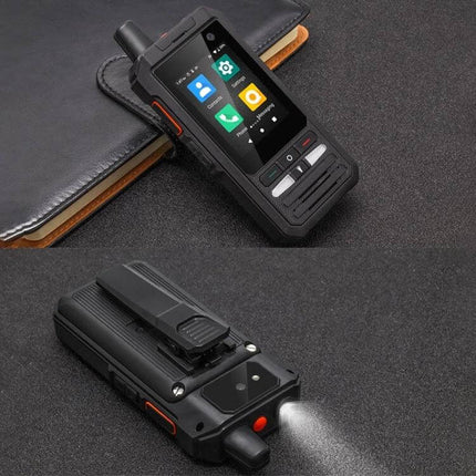 Tough Waterproof Shockproof Android Phone for Outdoor Use shown with rugged case, dedicated buttons, flashlight and touchscreen for hiking and work sites