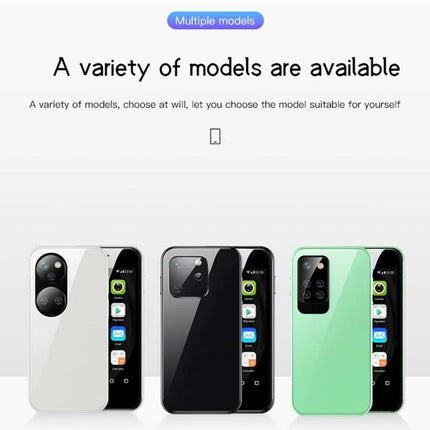 Compact Smartphone for Daily Calls and Messages On the Go — three compact models shown in white, black, and mint green, front and back views