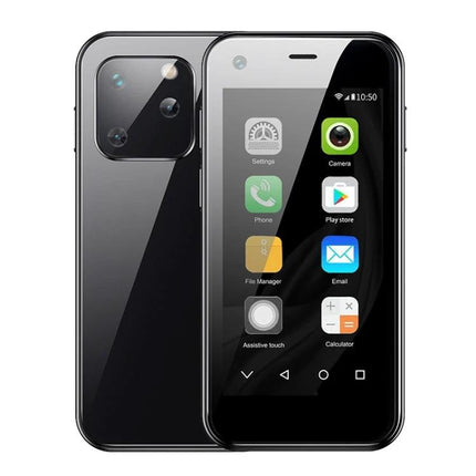 Essential Compact Phone for Daily Communication and Travel - small black pocket-friendly phone showing home screen apps and dual rear cameras