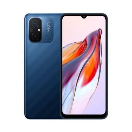 Essential Smartphone for Daily Communication and Entertainment - blue handset front and back showing display, dual cameras and fingerprint sensor