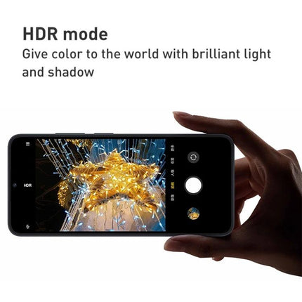 Essential Smartphone for Daily Communication and Entertainment showing HDR camera capturing bright decorative lights during night
