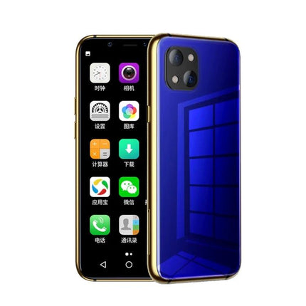 Compact Android Device for Everyday Communication and Security - small blue dual-camera phone ideal as secondary travel phone