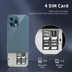 Compact 2.4" GSM Quad SIM Phone with Bluetooth, FM Radio, Magic Sound, Auto Call Record, and Torch Feature