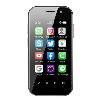 Handy Compact Smartphone for Everyday Tasks and Travel — small black pocket phone with social apps on screen for calls, email, navigation and messaging