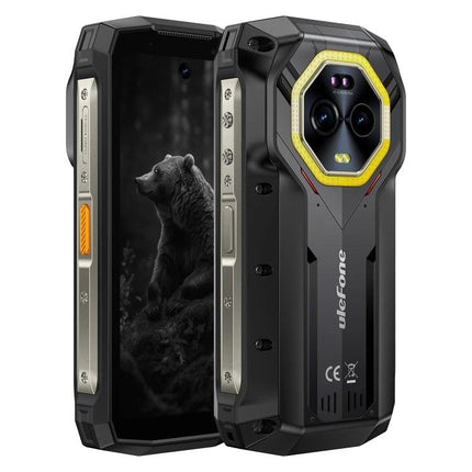 Ulefone Rugged Phone for Everyday Outdoor and Travel Use shown in black durable design with dual rear cameras and long-lasting battery