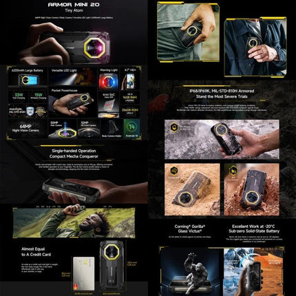 Ulefone Rugged Phone for Everyday Outdoor and Travel Use shown rugged compact design with waterproof and drop-resistant features