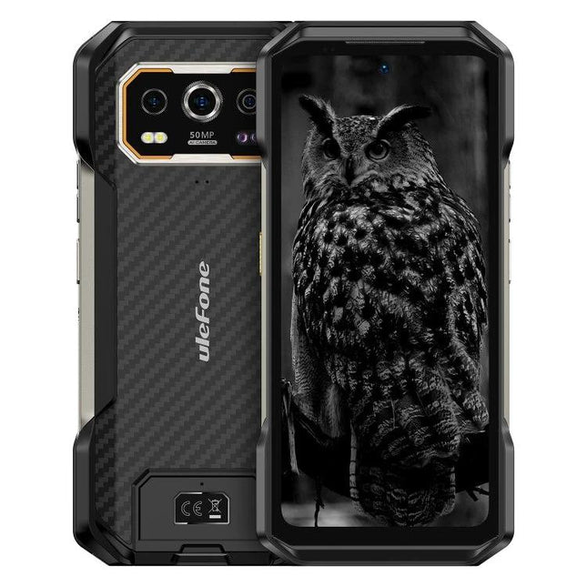 Ulefone Rugged Phone for Everyday Tough Situations - durable black rugged phone with 50MP camera, carbon fiber back and long battery life