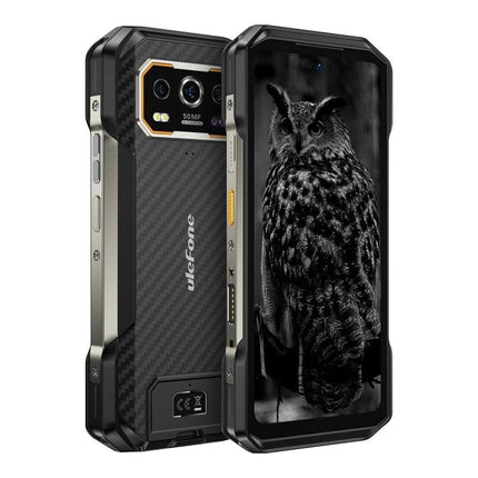 Ulefone Rugged Phone for Everyday Tough Situations showing front display owl and durable textured back with dual cameras and 10600mAh battery