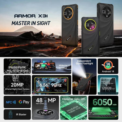 Dependable Ulefone Rugged Phone for Everyday Outdoor Tasks - Ulefone Armor X31 rugged phone with 48MP, 20MP night vision, 6.56" 90Hz display, 6050mAh battery