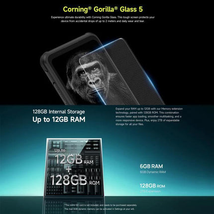 Dependable Ulefone Rugged Phone for Everyday Outdoor Tasks showing Gorilla Glass 5, 128GB storage and up to 12GB RAM