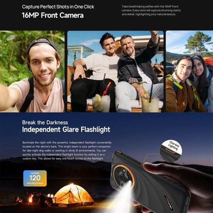 Dependable Ulefone Rugged Phone for Everyday Outdoor Tasks - 16MP front camera selfies and independent glare flashlight for hiking and camping
