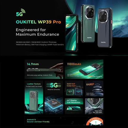 Oukitel WP39 Pro Rugged 5G Smartphone With 11000mAh Battery