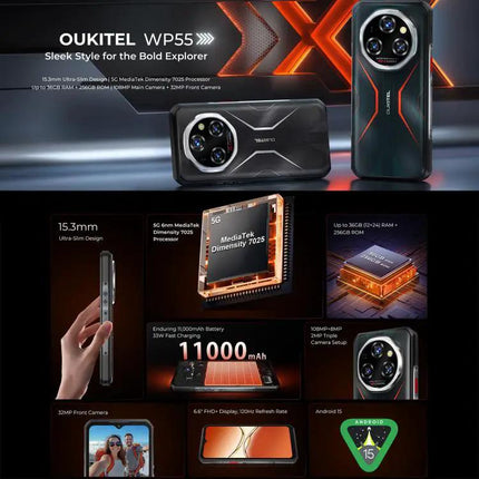 Oukitel WP55 5G Rugged Phone 12GB RAM 256GB 108MP 11000mAh
